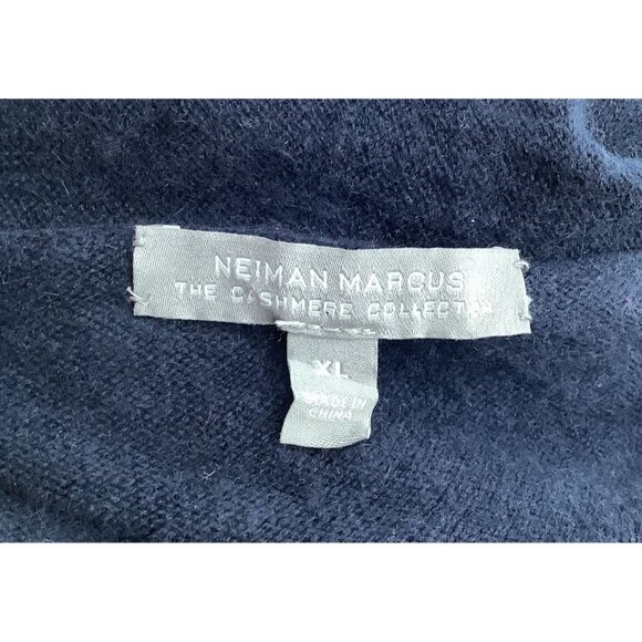 Neiman Marcus Cashmere Collection Navy Cardigan Sweater XL Womens Shawl Collar - Picture 5 of 6